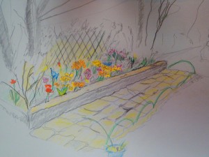 にぎやかな花壇